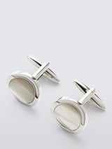John Lewis John Lewis Round Mother of Pearl Cufflinks White- Buy online at McGrocer