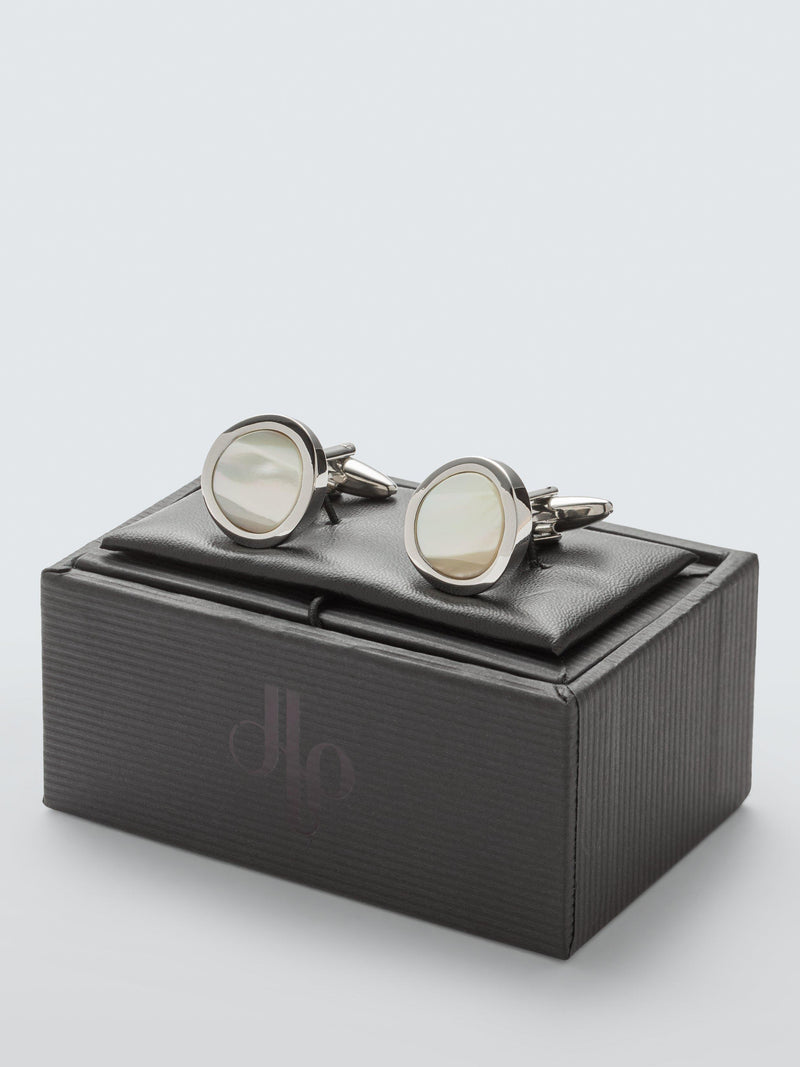 John Lewis round mother of pearl cufflinks white - British product