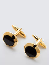John Lewis John Lewis Round Onyx Cufflinks Gold- Buy online at McGrocer
