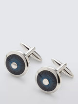 John Lewis John Lewis Round Enamel Cufflinks, Navy- Buy online at McGrocer