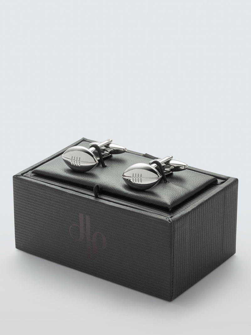 John Lewis rugby ball cufflinks silver, imported from the UK