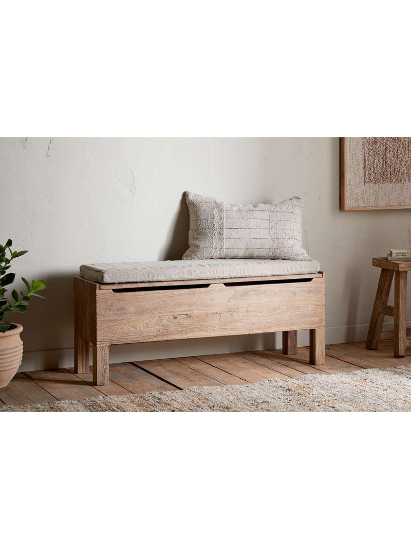 nkuku Teni storage bench in natural reclaimed wood (British brand)
