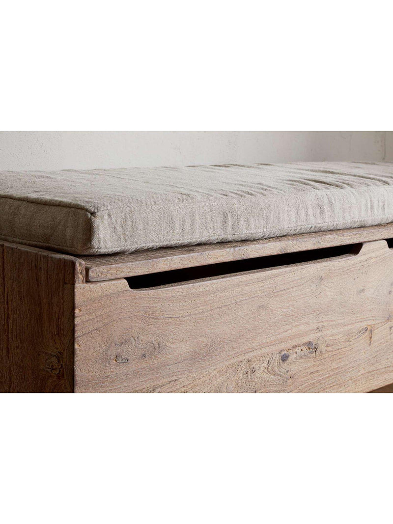 nkuku Teni storage bench in natural reclaimed wood (British brand)