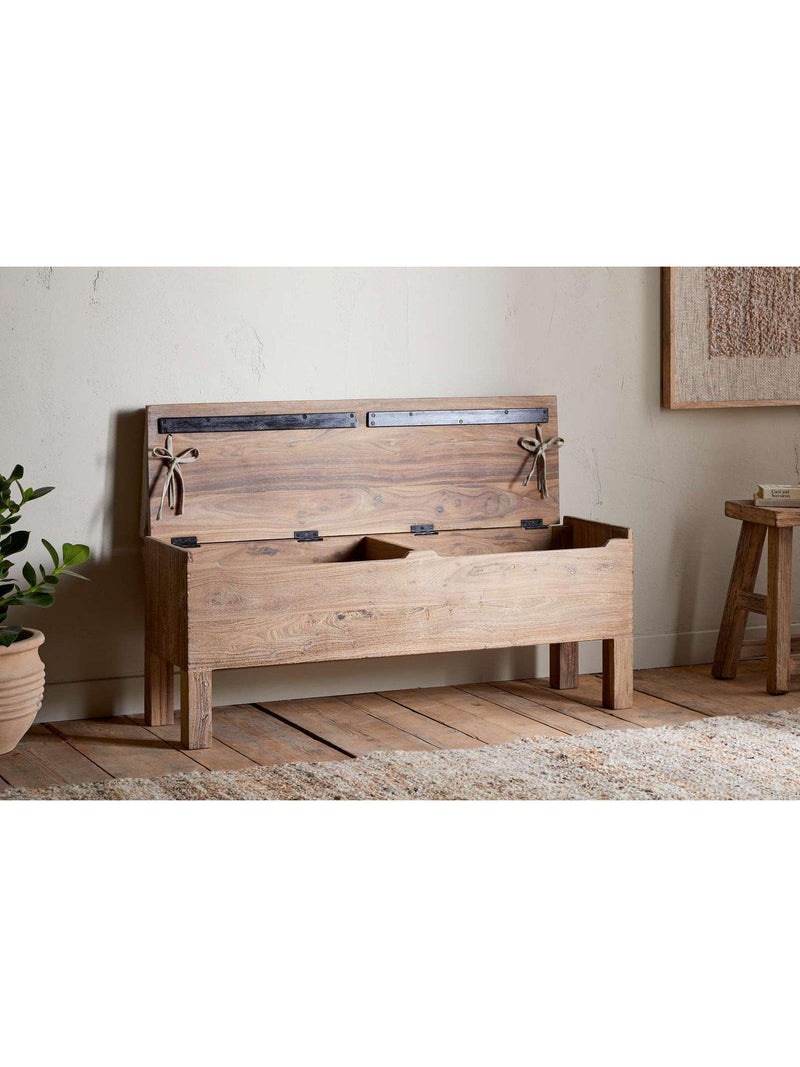nkuku Teni storage bench in natural reclaimed wood (British brand)