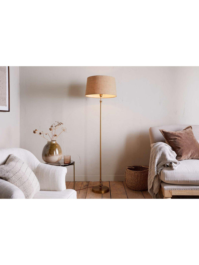 nkuku Ehadi floor lamp base antique brass, imported from the UK
