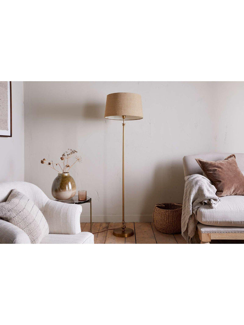 nkuku Ehadi floor lamp base antique brass, imported from the UK