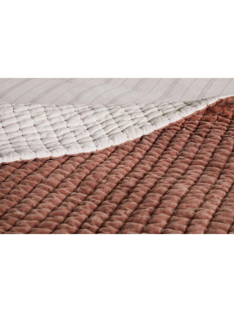 nkuku Nidra Quilted Bedspread rust, UK version