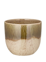 John Lewis nkuku Almeida Small Ceramic Indoor Plant Pot, 17.5cm, Green/Cream- Buy online at McGrocer