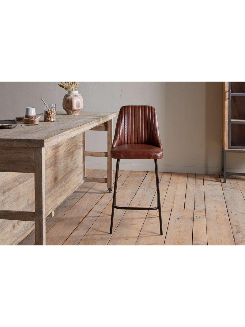 nkuku leather counter chair chocolate brown - British product