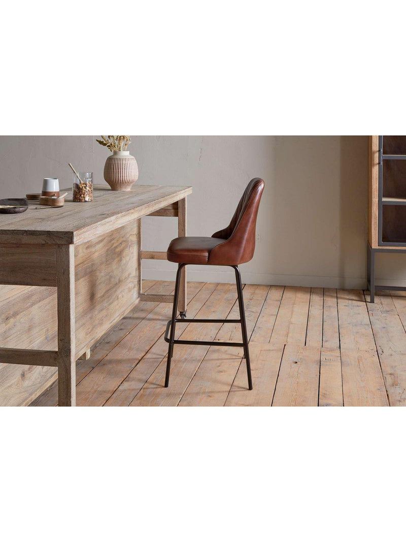 nkuku leather counter chair chocolate brown - British product
