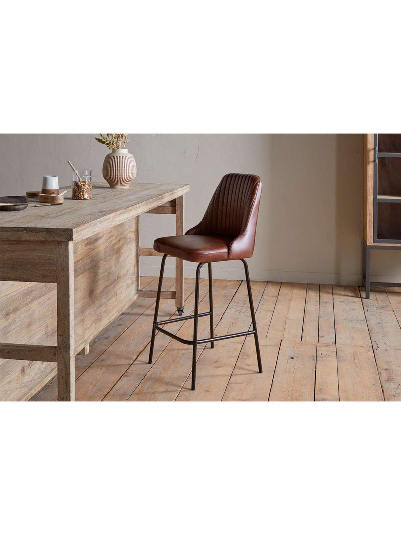 nkuku leather counter chair chocolate brown - British product