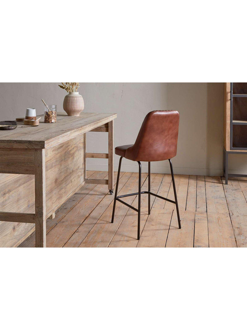 nkuku leather counter chair chocolate brown - British product