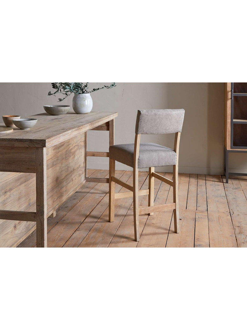 nkuku Nadeeka mango wood counter chair natural finish, imported from the UK
