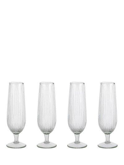 John Lewis nkuku Otuba Ribbed Glass Champagne Flute Set of 4 300ml Clear- Buy online at McGrocer
