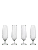 John Lewis nkuku Otuba Ribbed Glass Champagne Flute Set of 4 300ml Clear- Buy online at McGrocer