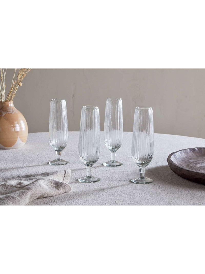 nkuku ribbed champagne flutes set of 4 300ml, UK version