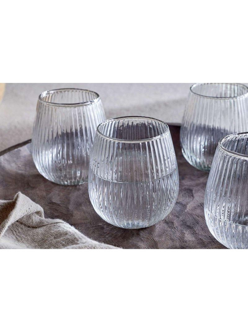 nkuku ribbed glass tumblers set of 4 400ml, UK version