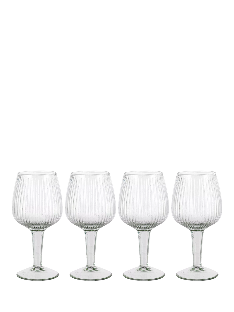 nkuku Otuba ribbed wine glass set of 4 450ml clear (British brand)