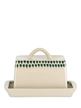 John Lewis nkuku Juniper Drop Ceramic Butter Dish Cream/Green- Buy online at McGrocer