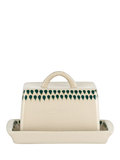 nkuku Juniper Drop butter dish cream green - British product