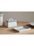 nkuku Juniper Drop butter dish cream green - British product