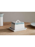 nkuku Juniper Drop butter dish cream green - British product