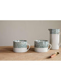 nkuku Juniper Drop ceramic mug set 370ml cream green (British brand)