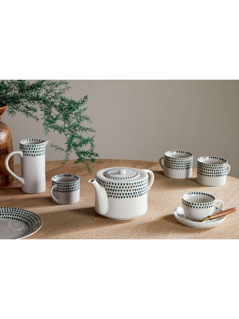 nkuku Juniper Drop ceramic mug set 370ml cream green (British brand)