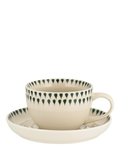nkuku cup and saucer set Juniper Drop cream green 150ml, UK version