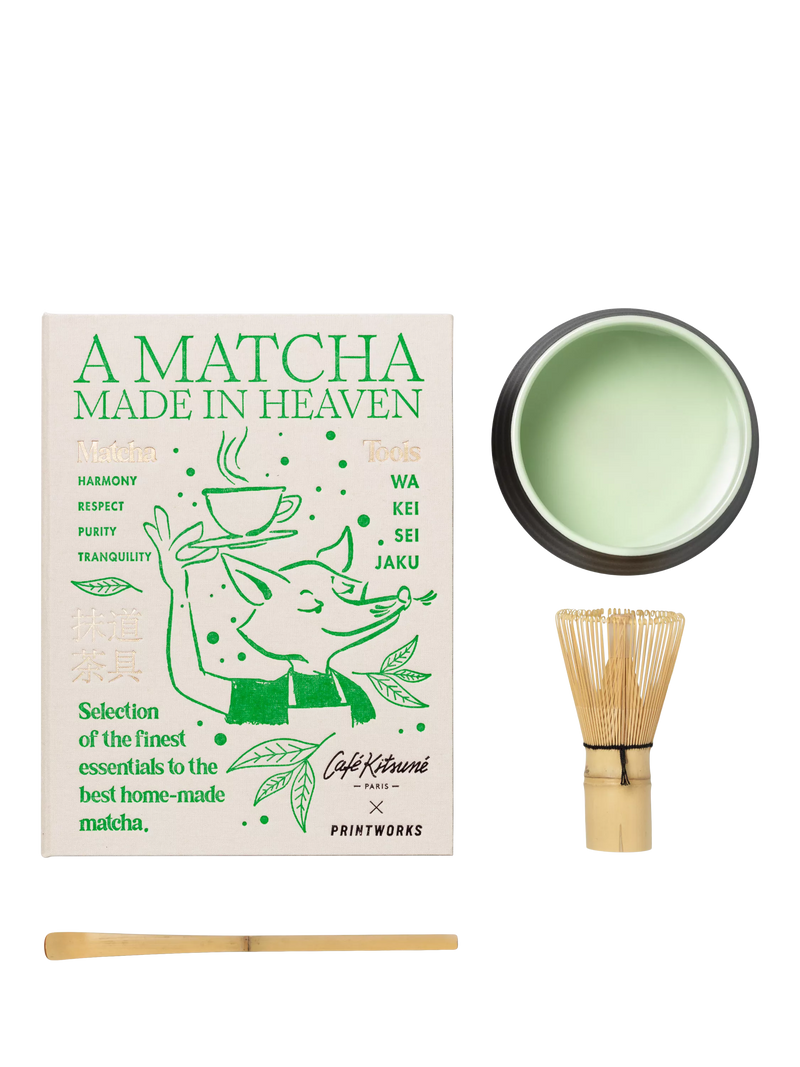 PRINTWORKS Essentials matcha kit with bamboo whisk, imported from the UK