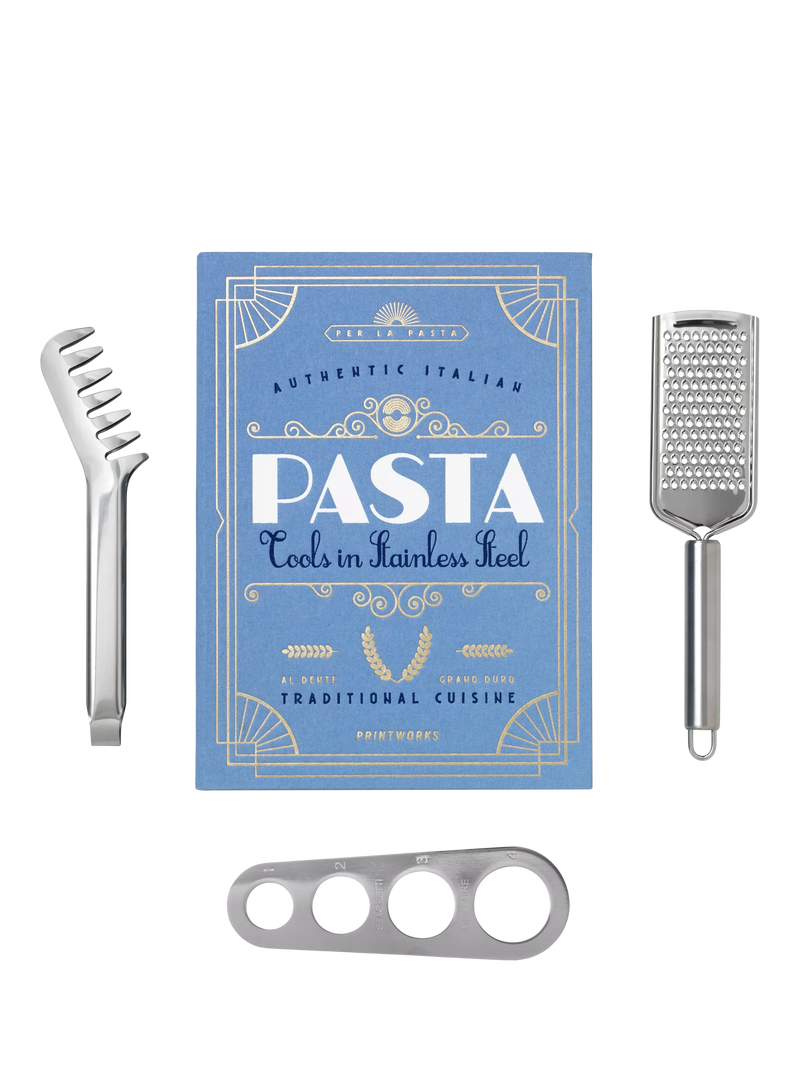 PRINTWORKS pasta tools gift set with measurer, tongs, grater - British product