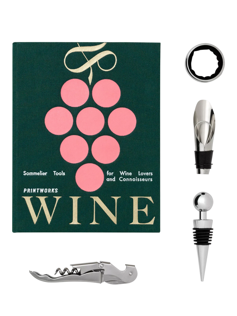 PRINTWORKS wine tools gift set with stainless steel accessories - British product