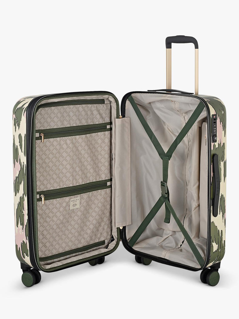 Radley Abstract Animal hard-shell medium suitcase in Hunter Green, UK version