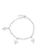 Recognised Cross Trio Charm Bracelet, Silver