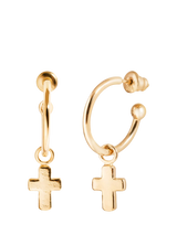 John Lewis Recognised Faith Cross Hoop Earrings, Gold- Buy online at McGrocer