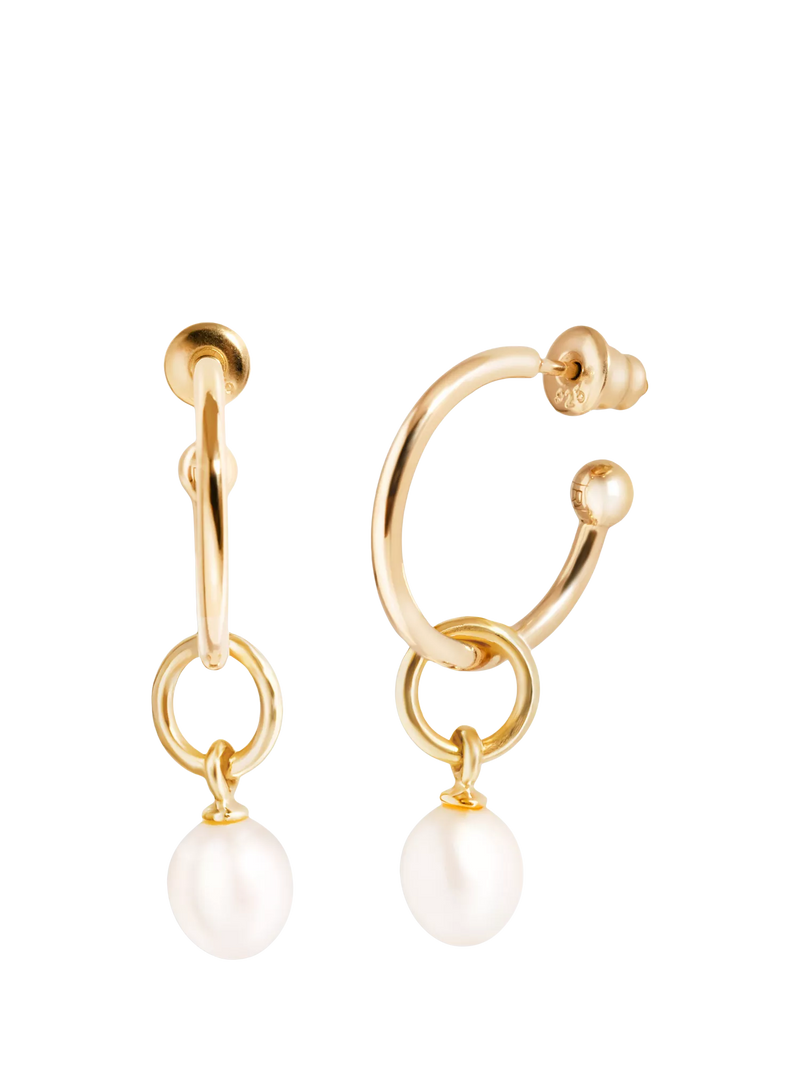 Recognised pearl hoop earrings gold vermeil - British product