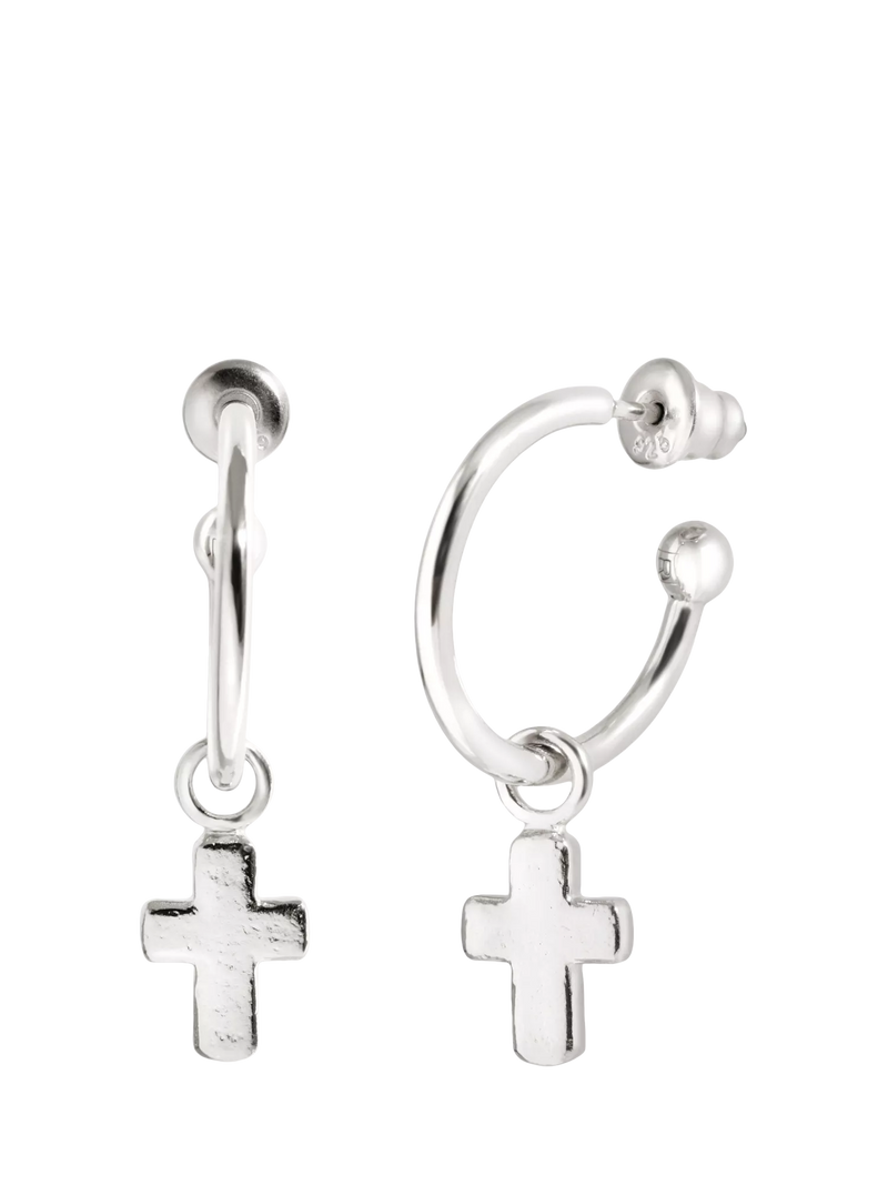 Recognised faith cross hoop earrings silver, UK version