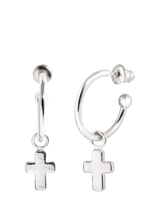 John Lewis Recognised Faith Cross Hoop Earrings Silver- Buy online at McGrocer