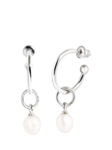 John Lewis Recognised Pearl Hoop Earrings Silver- Buy online at McGrocer