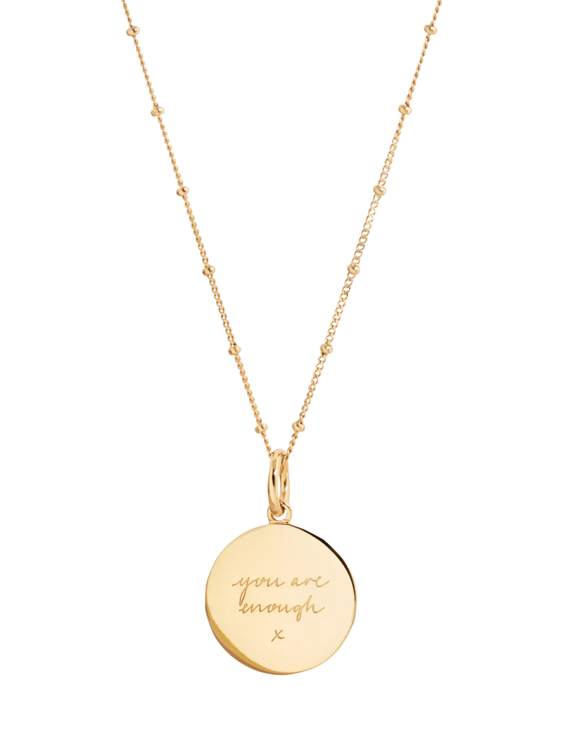 Recognised You Are Enough pendant necklace gold vermeil - British product