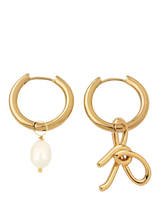 John Lewis frkl. Bow & Pearl Drop Earrings, Gold- Buy online at McGrocer