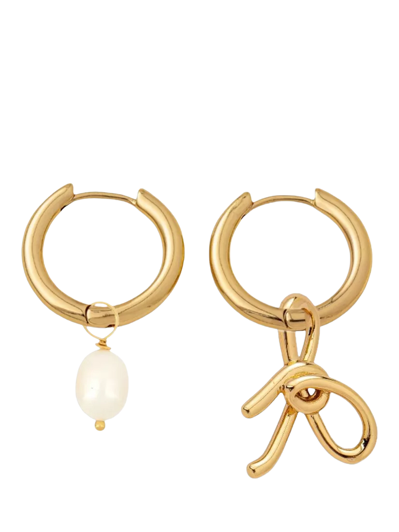 frkl. bow pearl drop earrings gold plated - British product