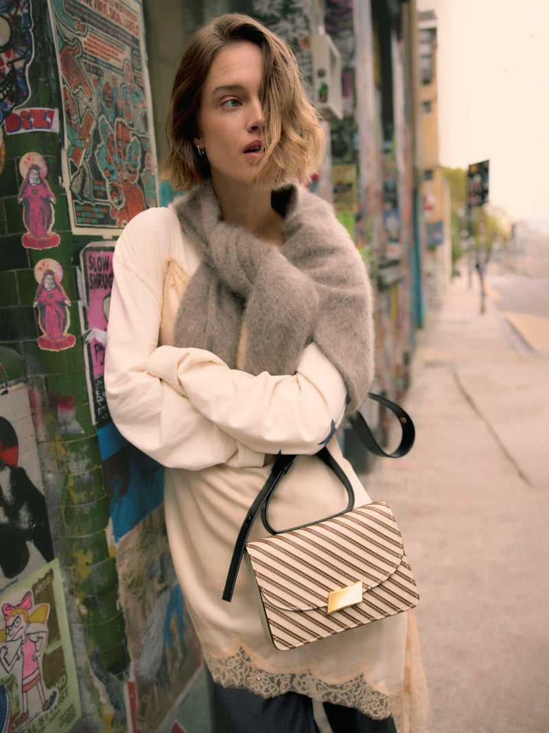 Radley Belsize Stripe small shoulder bag in Salt (British brand)