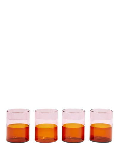 John Lewis Fazeek Two Tone Glass Tumblers Pink/Amber Set of 4 270ml- Buy online at McGrocer