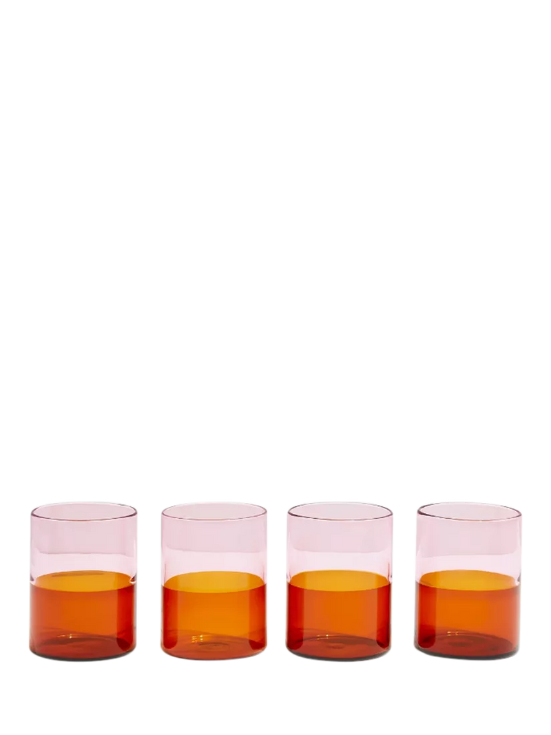 Fazeek two-tone glass tumblers pink amber 270ml - British product