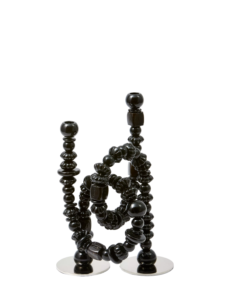 pols potten Beads Candle Holder black handmade glass - British product