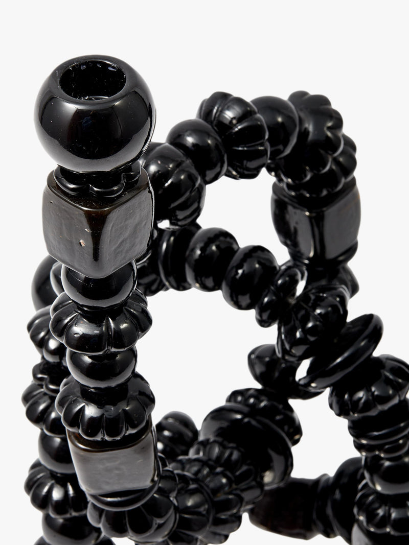 pols potten Beads Candle Holder black handmade glass - British product