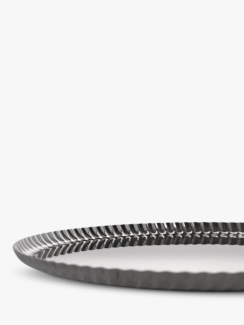 Alessi Pleats large round stainless steel tray 31cm, UK version