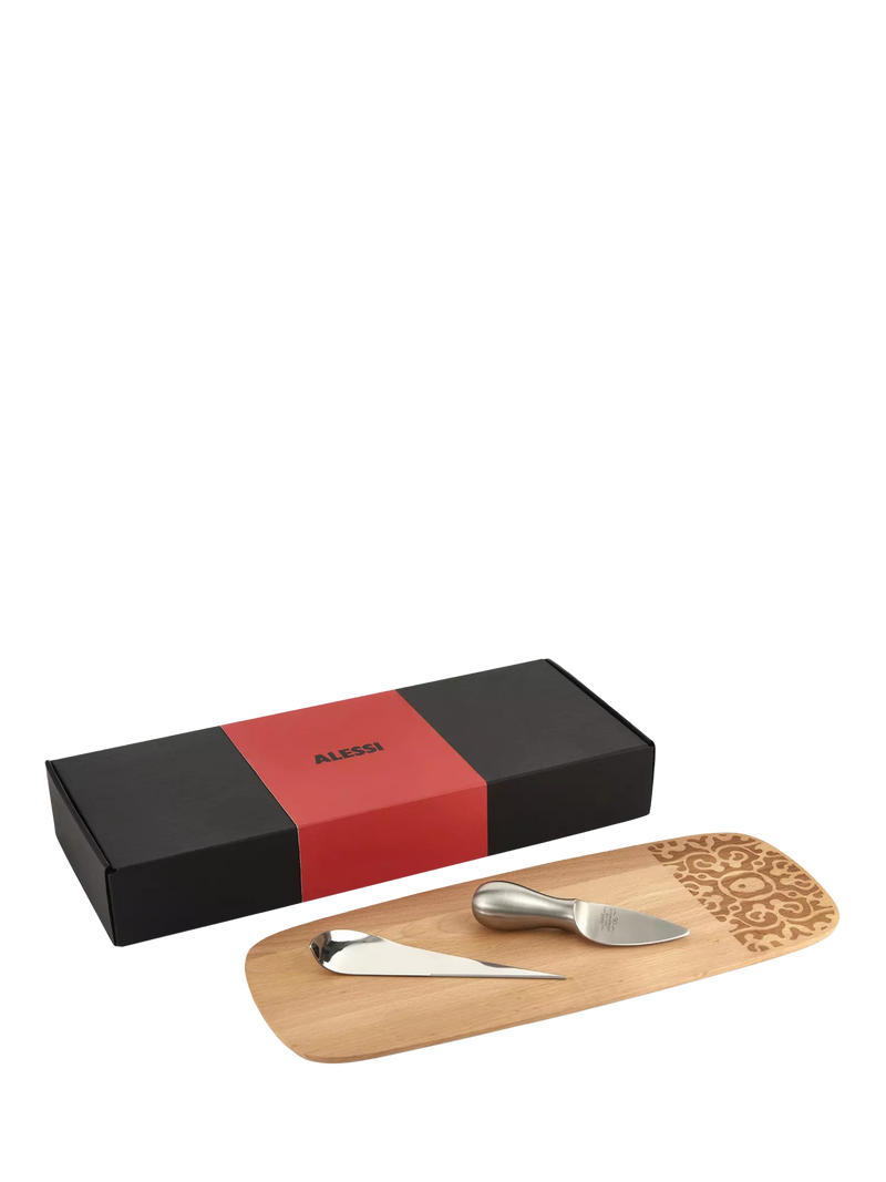 Alessi cheese board set beech wood, UK version
