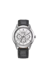John Lewis Citizen Men's Rolan 40mm Leather Strap Watch, Silver- Buy online at McGrocer